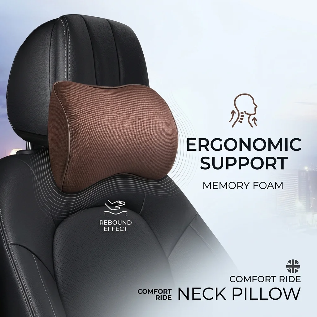 Ergonomic Memory Foam Car Neck Pillow – Breathable Headrest Cushion for Ultimate Comfort