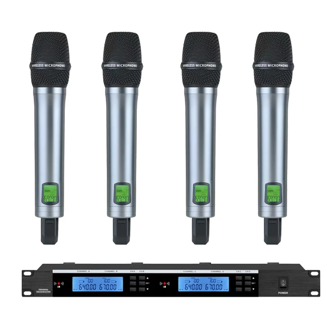 MiCWL E965-G4 système de Microphone sans fil portatif à 4 canaux 4 Microphones de karaoké DJ de scène dynamique cardioïde 1