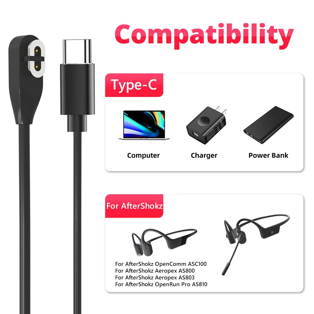 AfterShokz Aeropex AS803  C Ÿ ̾ , ׳ƽ  ڵ, Ʈ ġ ׼  ̾, 1m