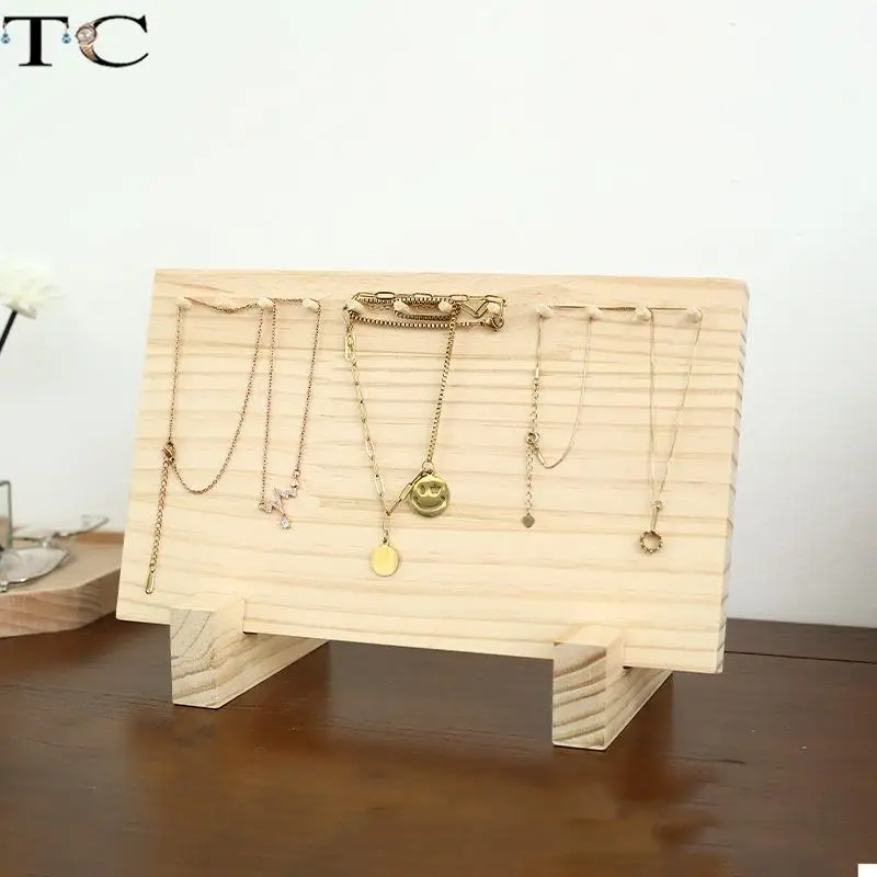 Log Style Jewelry Necklace Display Stand Bracelet Bracelet Keychain Rack Table Top Jewelry Photo Props