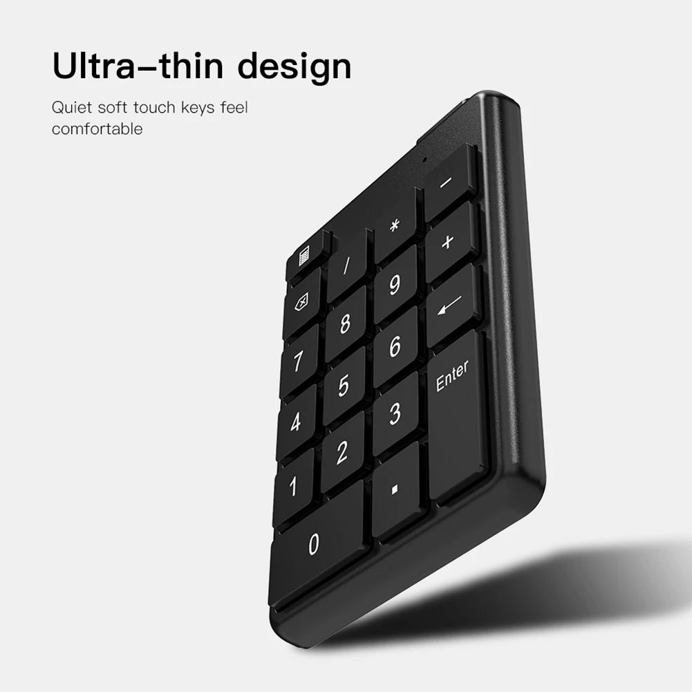 블루투스 무선 숫자 키패드, 휴대용 미니 숫자 키보드, 노트북 PC 회계 용품, 19 키 외부 숫자 패드