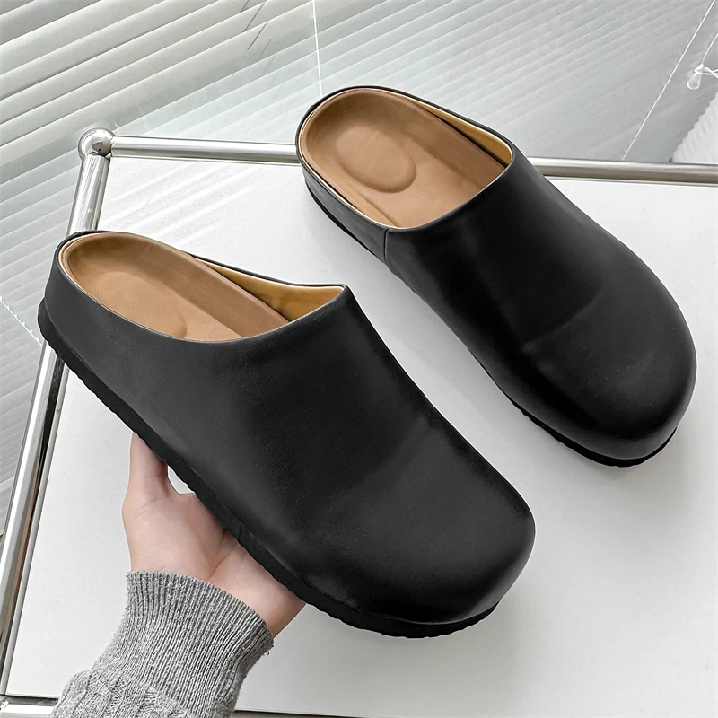 Classic Comfy Soft Sole Muller Shoes Leisure Walk Slippers Men Non-slip Summer Flats Stylish Sandals Male Half Drag Beach Shoes