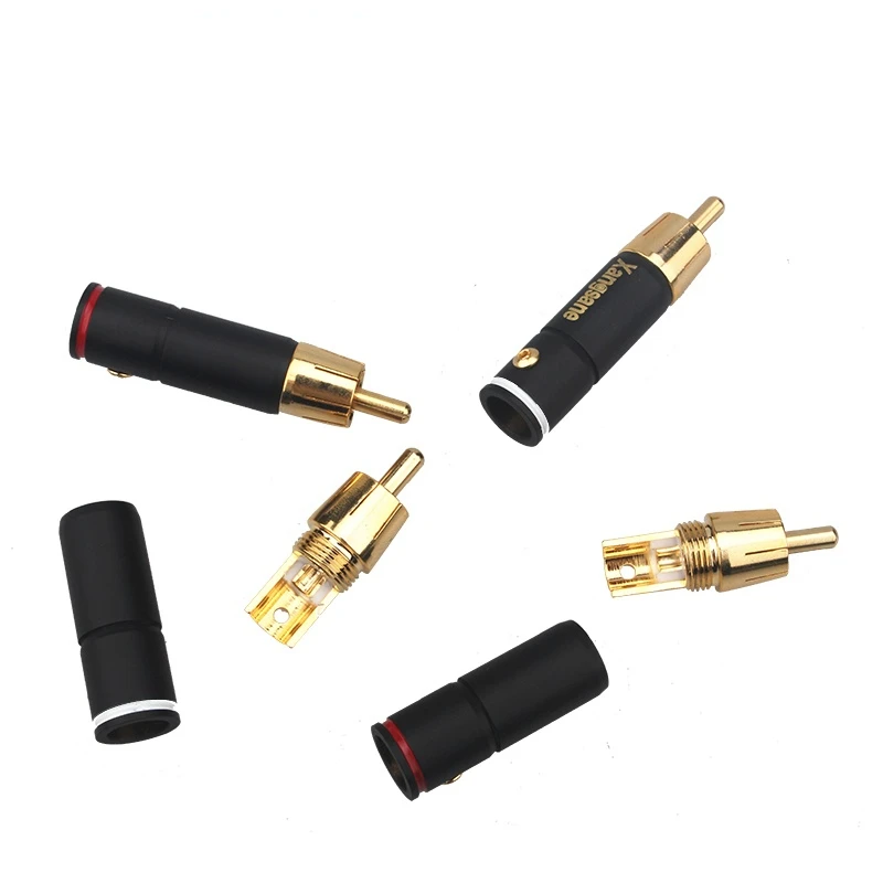 8Pcs DIY HiFi Audio Adapter 3u Gold Plated RCA Plug 6mm Pure Copper Signal Cable Connector