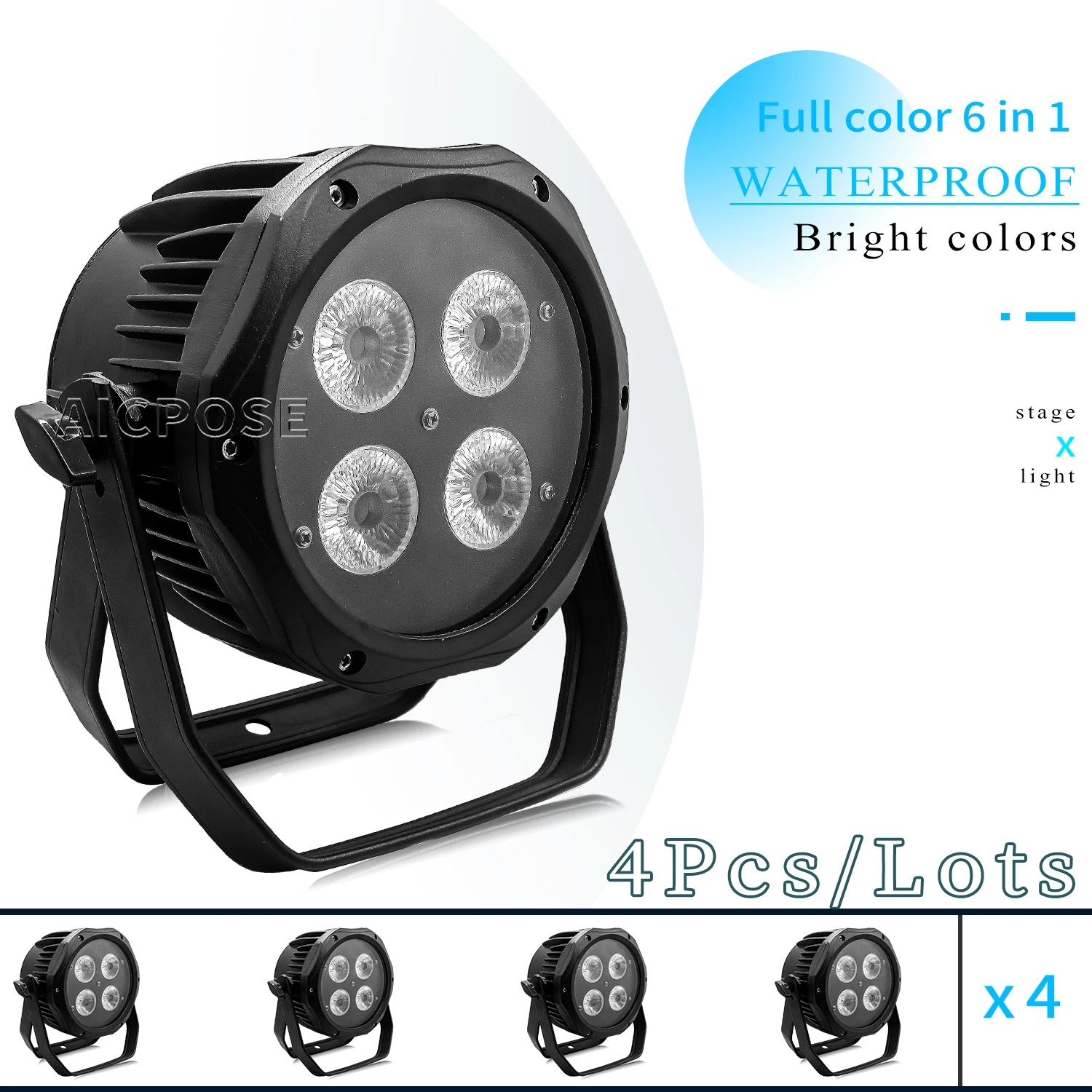 

4Pcs/Lots 4X18W RGBWA UV 6in1 LED Par LED IP65 Outdoor Waterproof Stage Light DMX Control DJ Disco Lights Stage Lighting