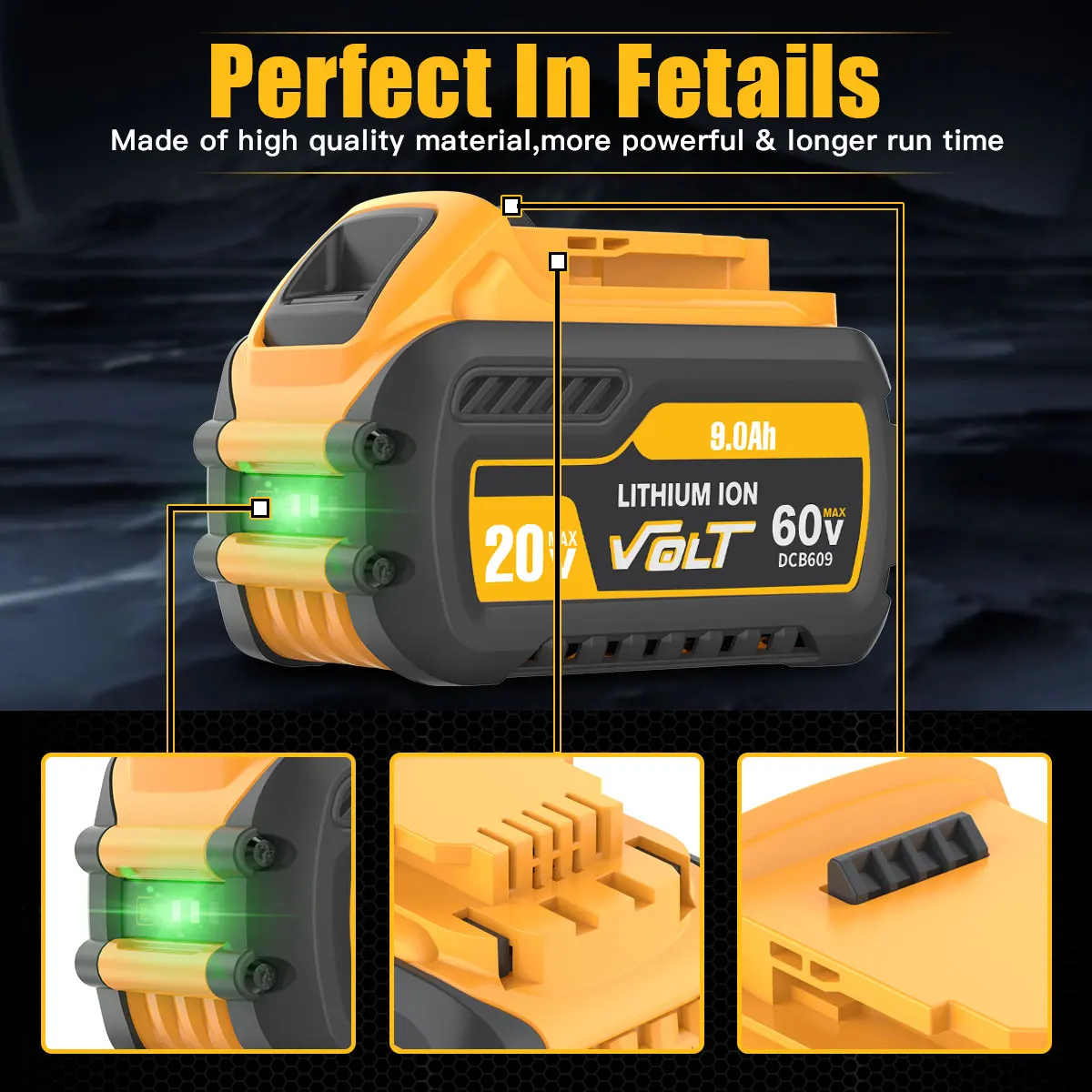 para a Bateria de Lítio Máxima Flexvolt 60v 3.0ah 6.0ah 9.5 ah 20v 60v Dewalt-dcb2062 Dcb609 Dcb606c - Image 2