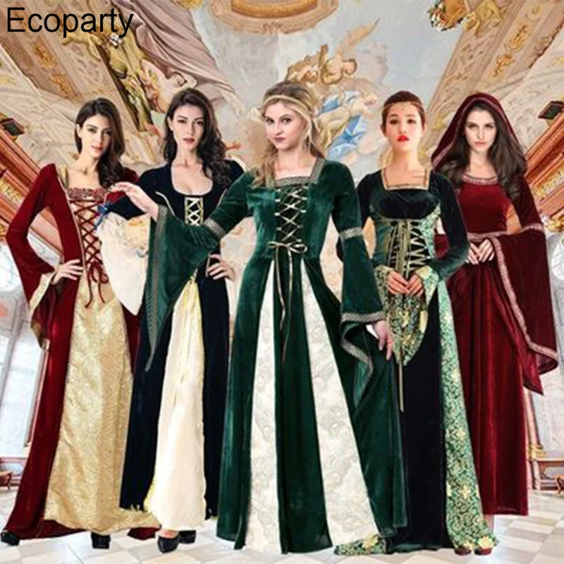 Vestido Medieval Punk de S-6XL para mujer, disfraces de Halloween, palacio,  fiesta de carnaval, disfraz de princesa, Vestido victoriano para mujer