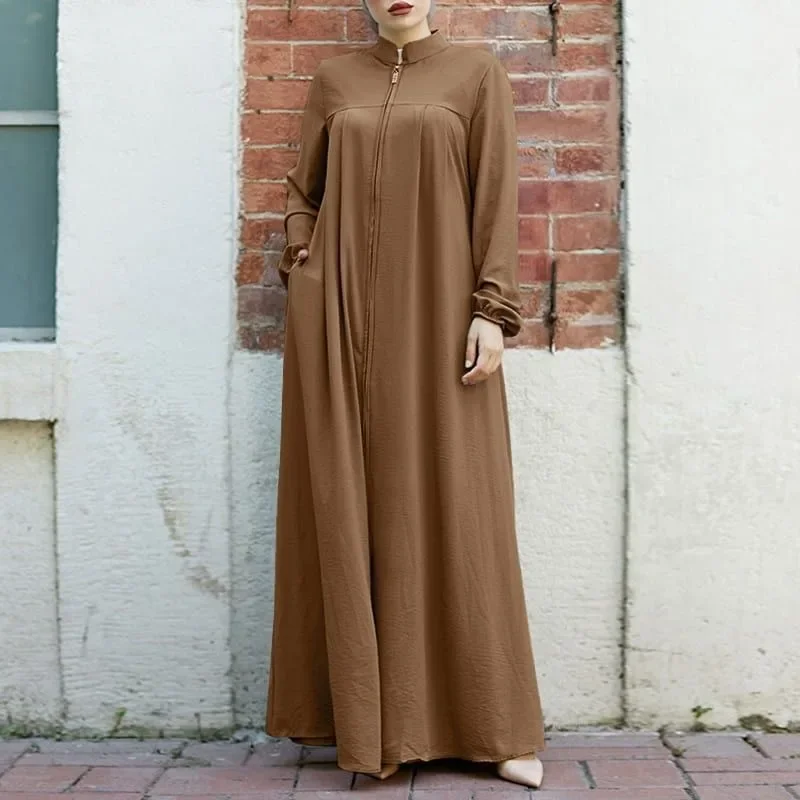 New Muslim women's clothing style Arabic style standing collar loose temperament casual sexy long robe African dress abaya