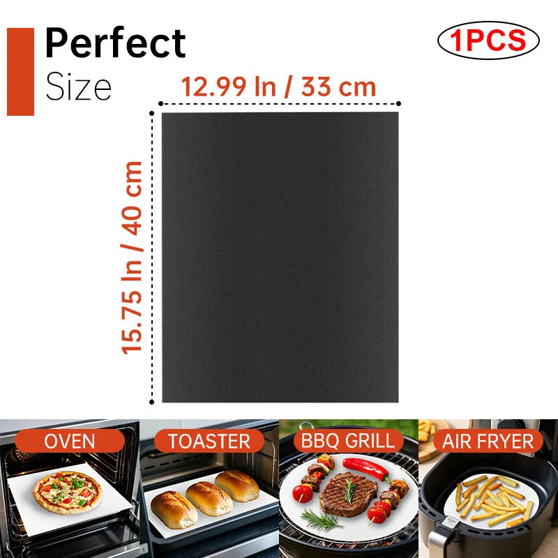 60*40cm Non-stick BBQ Grill Mat Baking Mat Barbecue Tool Cooking Grilling Sheet Heat Resistance Easily Cleaned Kitchen BBQ Tool