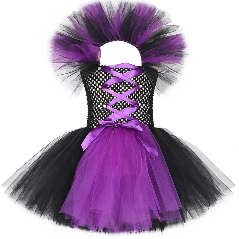 thumbnail image 1 of Disfraz de bruja malvada para Halloween para niños, fiesta de carnaval, disfraces de niñas, vestido de tutú de bruja malvada con sombrero y escoba mágica, 1 of 5