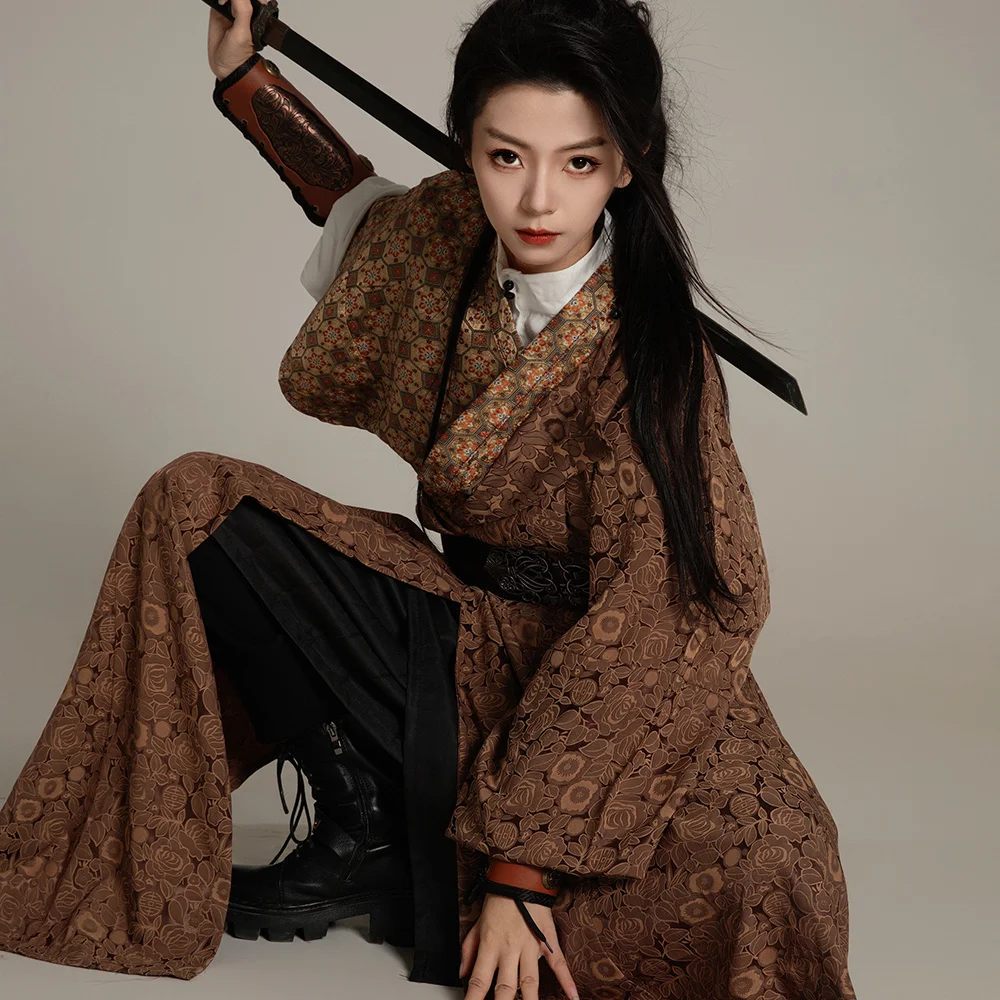 

Традиционное жаккардовое платье Hanfu с круглым воротником для мужчин и женщин