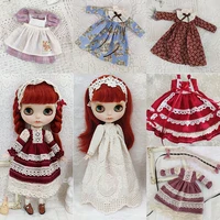New Blyth Wine Red White Clothes Doll Blyth Doll Clothes Princess Dress With White Lace For Ymy Licca Azones Ob24 Ob27 Fr Doll 1