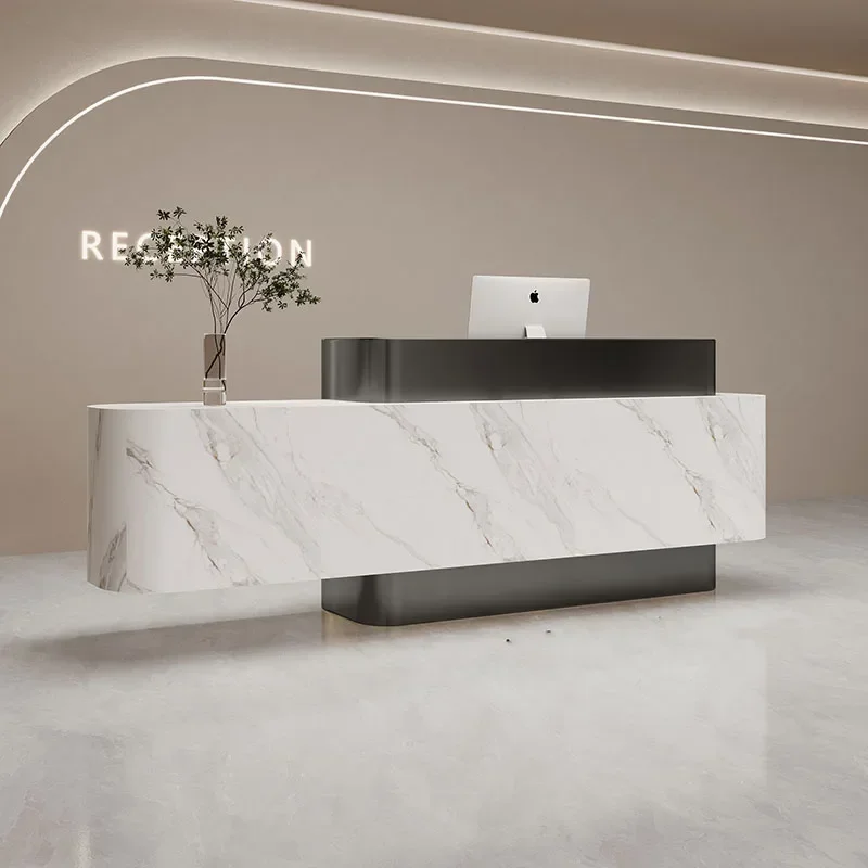 Service Standing Reception Desk Luxury Counter Modern Desktop Reception Desk Corner Writing Toonbank Receptie Office Furniture