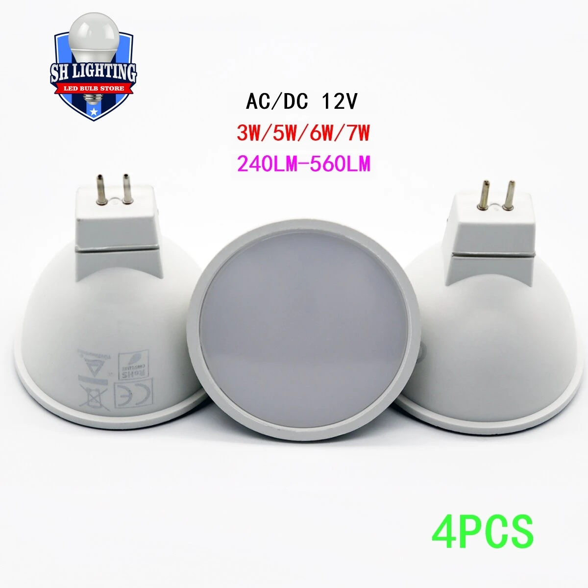 

4PCS LED Spotlight MR16 GU5.3 low pressure AC/DC 12V 3W 5W 6W 7W Light Angle 120 degrees Warm White Day Light LED Light Lamp