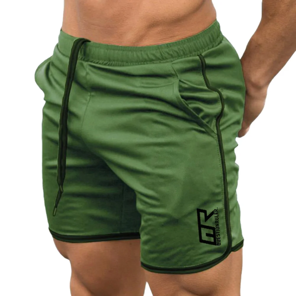 Men Summer Swim Shorts Solid Color Elastic Waist Drawstring with Pockets Swimming Trunks