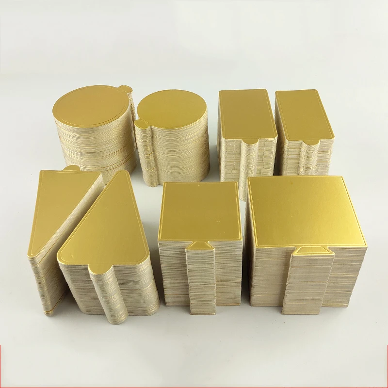 100pcs/Set Mousse Cake Cardboard Mini Cake Boards Cupcake Dessert Tray Gold Silver Paper Base Pastry Decorative Kit Party