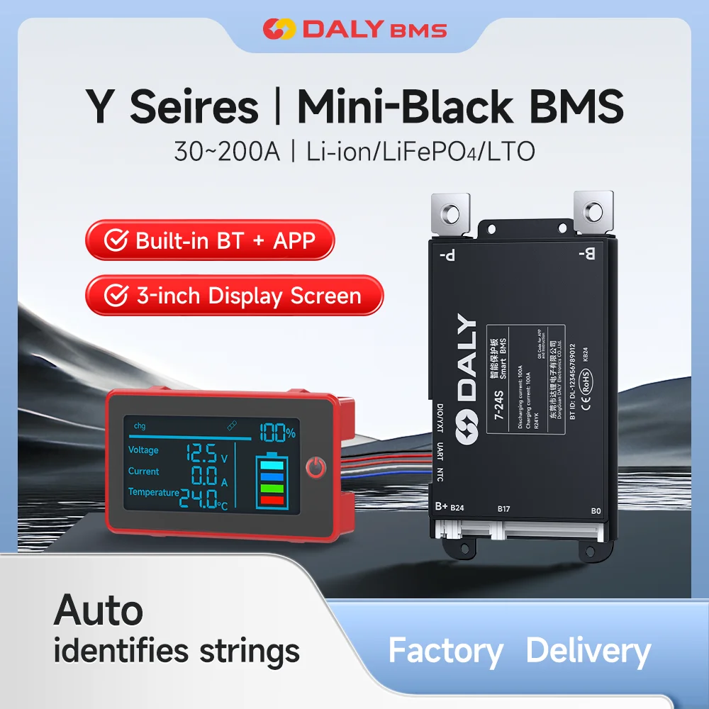 Daly Smart BMS LCD de 3 polegadas UART 4S 7S 8S 13S 14S 16S 17S 20S 24S Bluetooth intégré 100A 120A 150A 200A Lifepo4 Li-Ion L