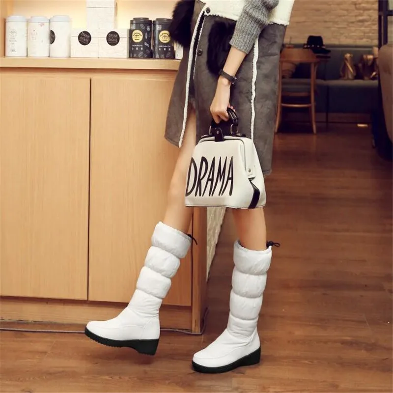 Warm Fur Plush Down Women Snow Boots Winter 2023 Women Shoes Waterproof Comfortable Women Knee High Boots Black White Plus Size