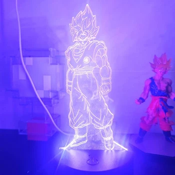Veilleuse LED 3D avec télécommande, lampe de table, Anime Goku Vegeta Dragon Ball Z, Super Saisuperb, 7/16 couleurs, Goku Jiren Broly, cadeau 17