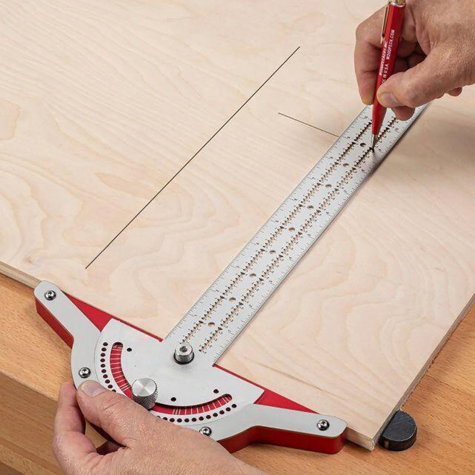 T-Type Woodworkers Edge Rule Protractor Angle Protractor Woodworking Ruler Angle Measuring Marking Carpentry Scriber Gauge Tools