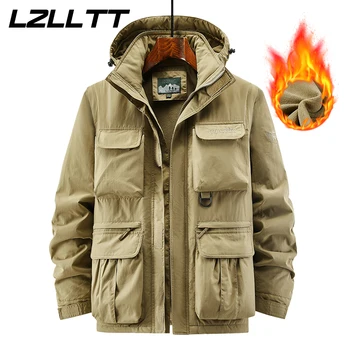 Winter Men Cargo Warm Jackets Men Fleece Addensare Embroidery Jackets Jackets Men Autumn Outwear Detachable Hat Dresses Jackets Men 1