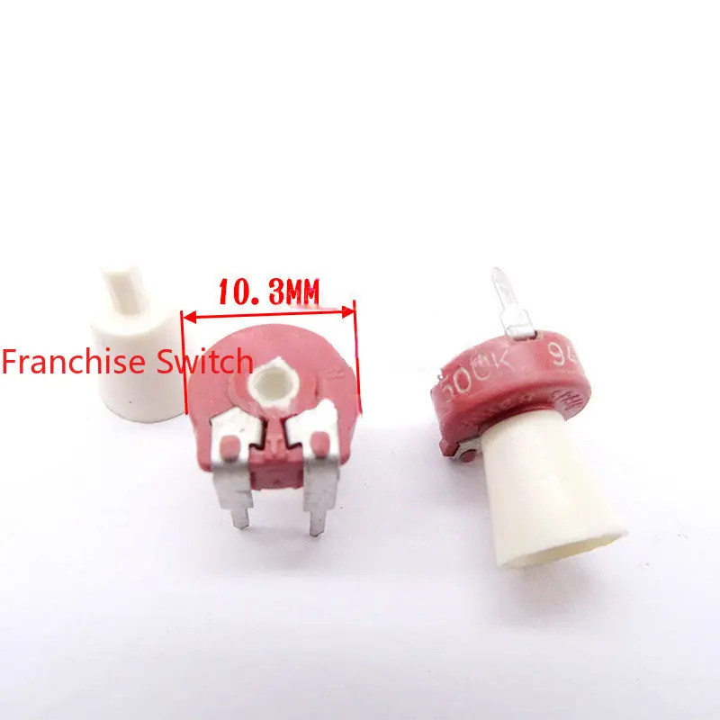 

5PCS Adjustable Resistance Horizontal PT10-500K Potentiometer PT10MV10-504A