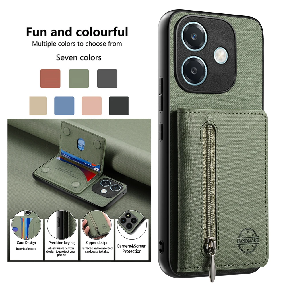 Luxury RFID Leather Card Holder Shockproof Phone Case - Bumper Armor Cover
