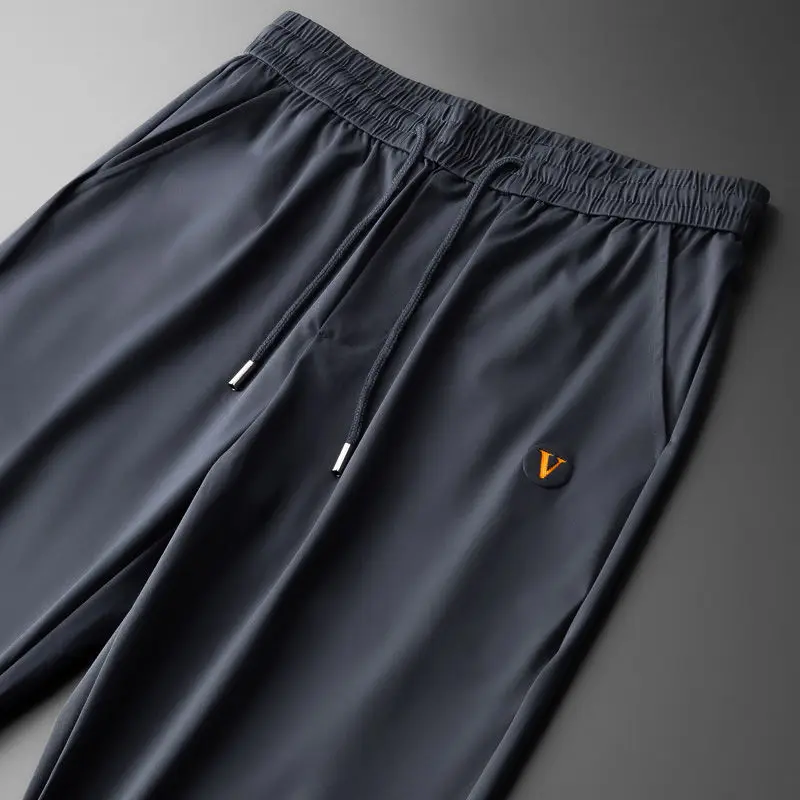 Summer new thin simple quick-drying suit men's business polo shirt summer elastic loose long pants 3