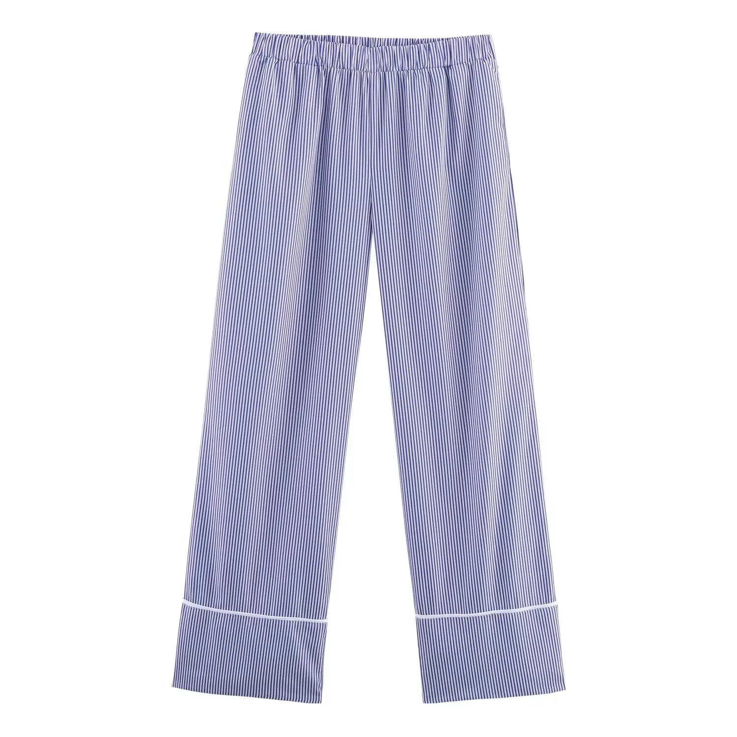 Women Casual Chic Stripe Long Pants Sets Or Female Stripe Long Sleeve Shirts Or Lady Striped Elastic Waist Straight Leg Pants