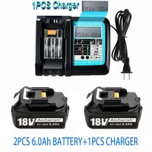 

Makita 18V Battery 18650 Rechargeable Lithium-Ion 18 V 6Ah Batteries BL1860 BL1840 BL1850 BL1830 BL1860B L18650 With LED Charger