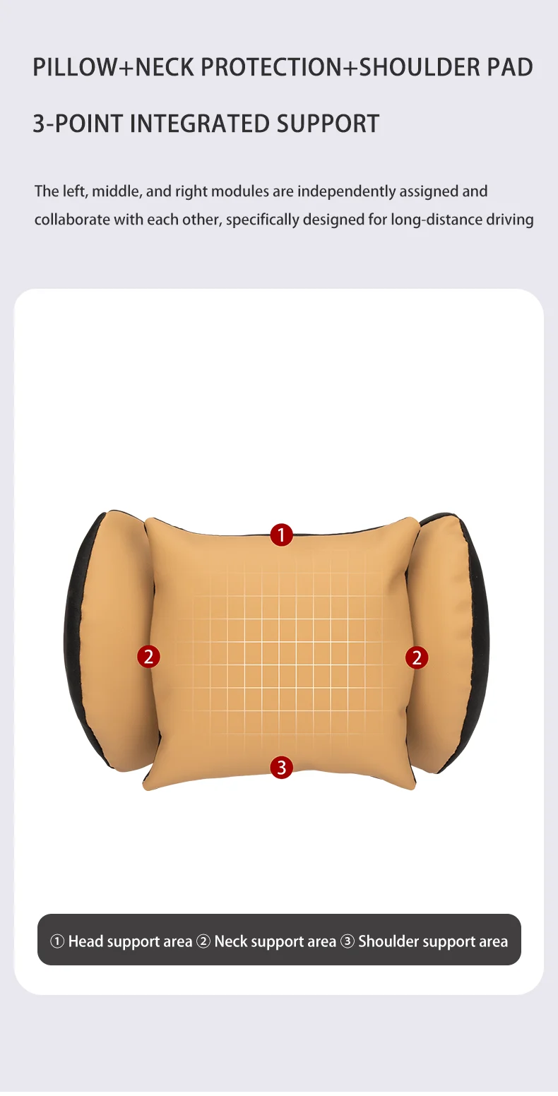 High quality car neck pillow headrest lumbar support leather material Comfort an