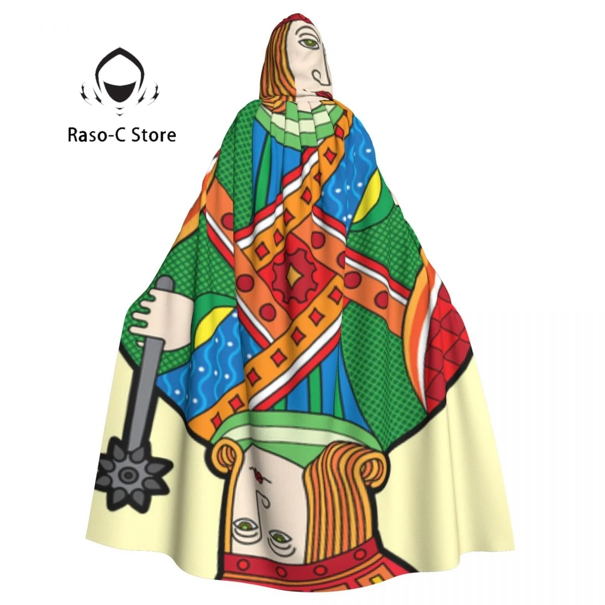 

Unisex Adult Playing Cards Jack Diamonds Cloak with Hood Long Witch Costume Cosplay