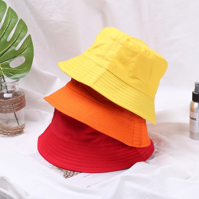 Summer Women Men Bucket Hat Candy Colors Sun Hat Portable Foldable Fisherman  Cap Panama Hat Anti