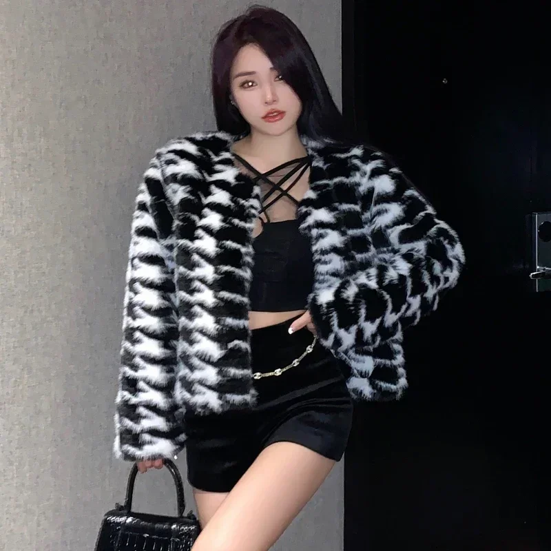 2023 New Faux Mink Coats Autumn Winter Fluffy Black Faux Fur Coat Women Elegant Thick Faux Fur Jackets For Women Tops