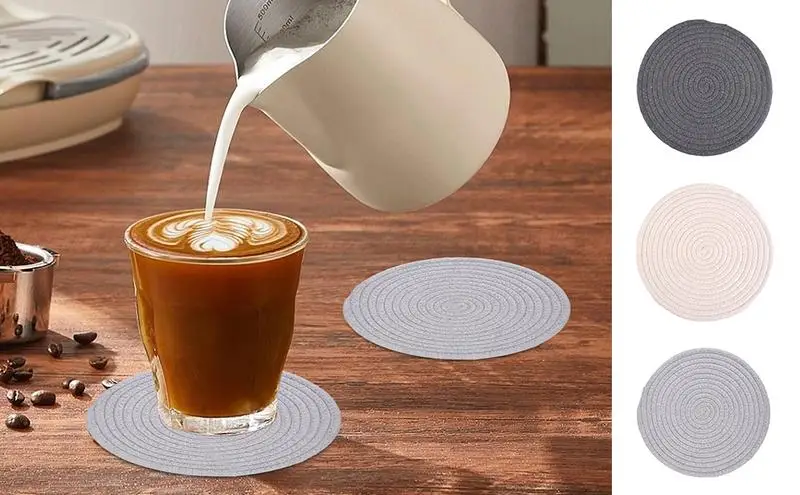 

Boho Placemats Coffee Cup Pad Cotton Woven Pot Holder Tableware Supplies Hot Bowl Pads Drink Coasters Dining Accessories