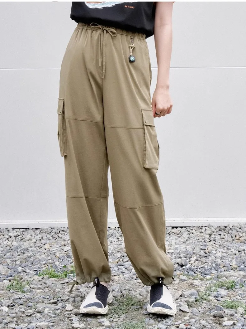 

Fashion Khaki Color Women Cargo Pants Autumn Streetwear Hip Hop Y2k Trousers Clothes Wide Leg