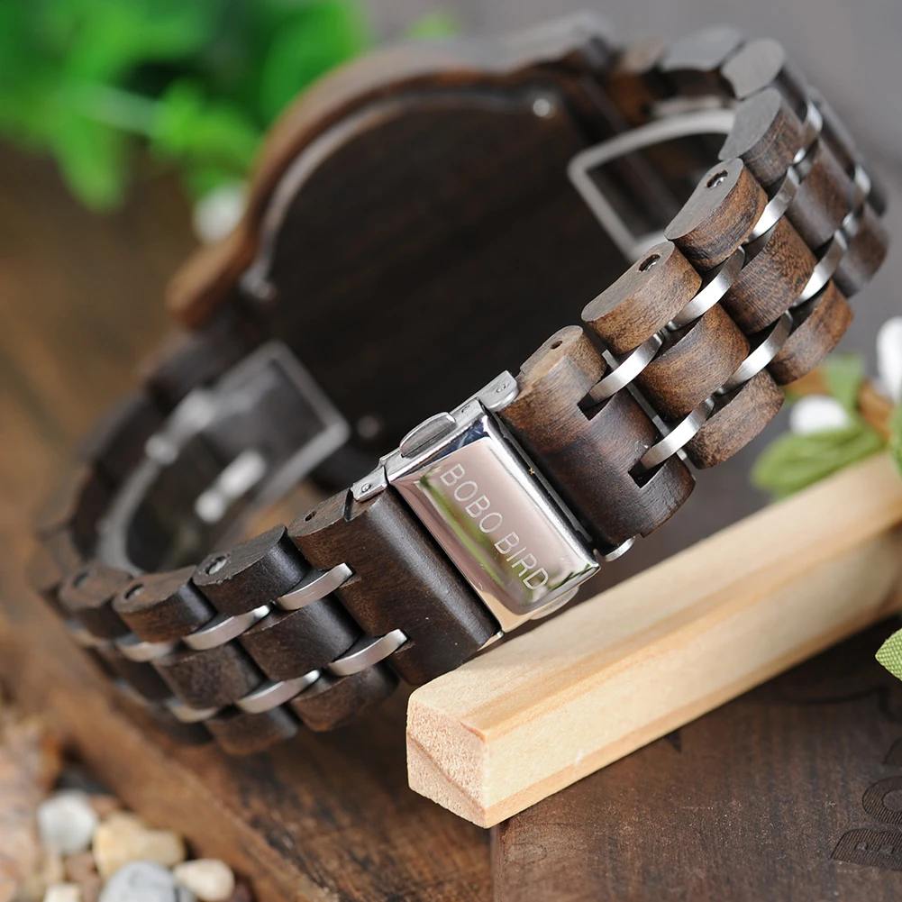 BOBO BIRD New Wooden Watch Ladies Timepieces for Women Functional Stop Watches Female saat with Display relogio feminino Custom
