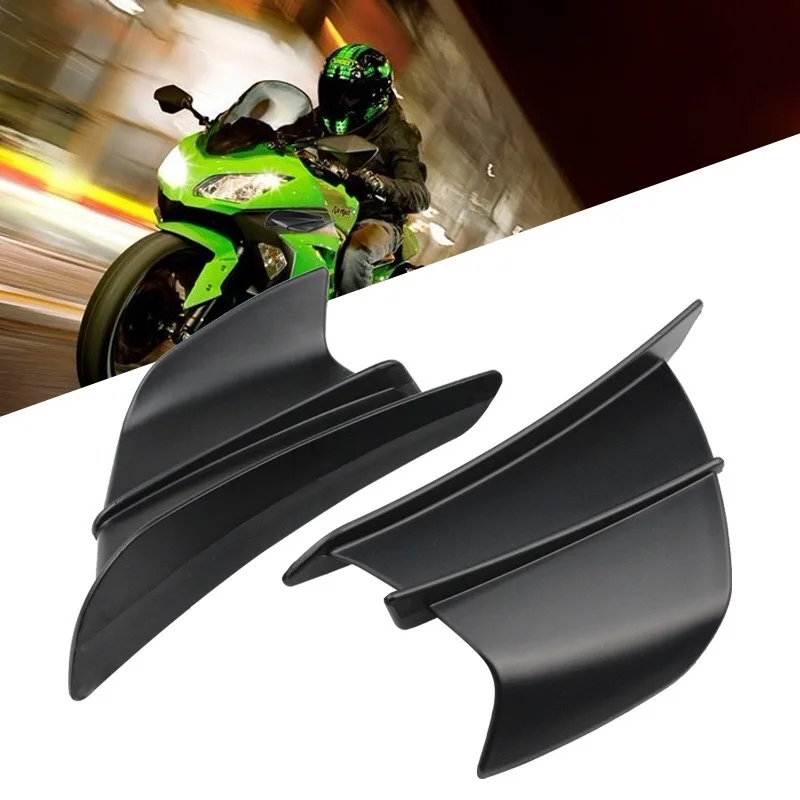 

2x Motorcycle Black Winglet Aerodynamic Wing Kit Spoiler For Yamaha Suzuki Kawasaki Honda H2/H2R Scooter