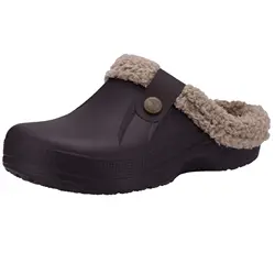 Asgard Men's Outdoor Waterproof Fur Slippers - Cozy Indoor/Outdoor Plush Shoes - 42-43 (Brown)