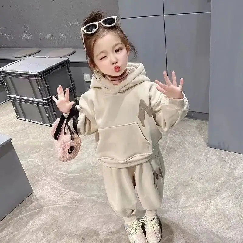 

2023 Long Sleeve Sweatshirt Suit Hooded Thickened Men and Women Baby Two-Piece Suit