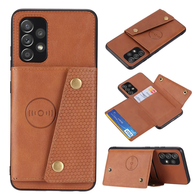 Premium PU Leather Wallet Phone Case with Magnetic Car Holder and Card Slots, Stand Cover