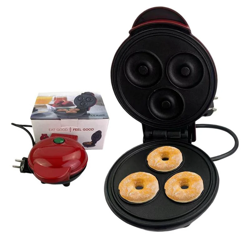 Electric Donut Machine Non-Stick Coated Kitchen Donut Maker for Kid's Snacks Desserts Breakfast Mini 3 Maker EU Plug breakfast machine,breakfast maker