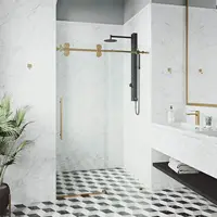 Adjustable 44-48 in. W x 74 in. H Elan Frameless Sliding Shower Door with Clear Tempered Glass, Reversible Handle 2