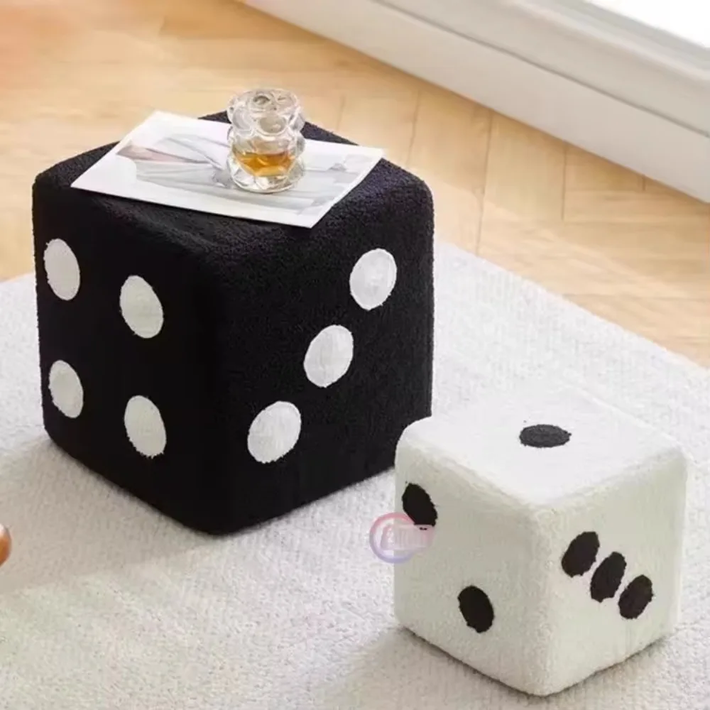Dice Stool Lamb Velvet Household Cubic Shoe Stool Living Room Sofa Footstool Home Decoration Creative Plush Dice Leisure Stools