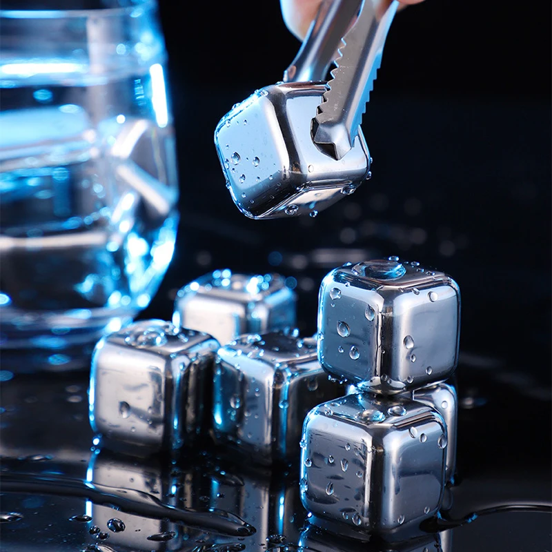 Reusable Stainless Steel Ice Cube Set Drinks Cooler Stones for Whisky Beer Wine Champagne Cooling Metal Ice Cube Bar Accessories