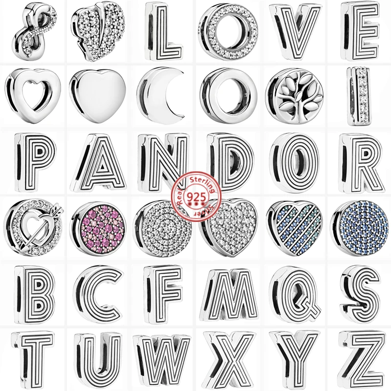 New 925 Sterling Silver Charms Tree Pavé Shiny Heart Disc Circle Clip Beads Fit Pandora Reflexions Bracciale Gioielli Originali Fai Da Te