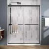 Shower Door，Royal Guard 44-48" W x 70" H Semi-Frameless Double Sliding Glass  SGCC Tempered Glass，Bypass Shower ，Matte Black 2