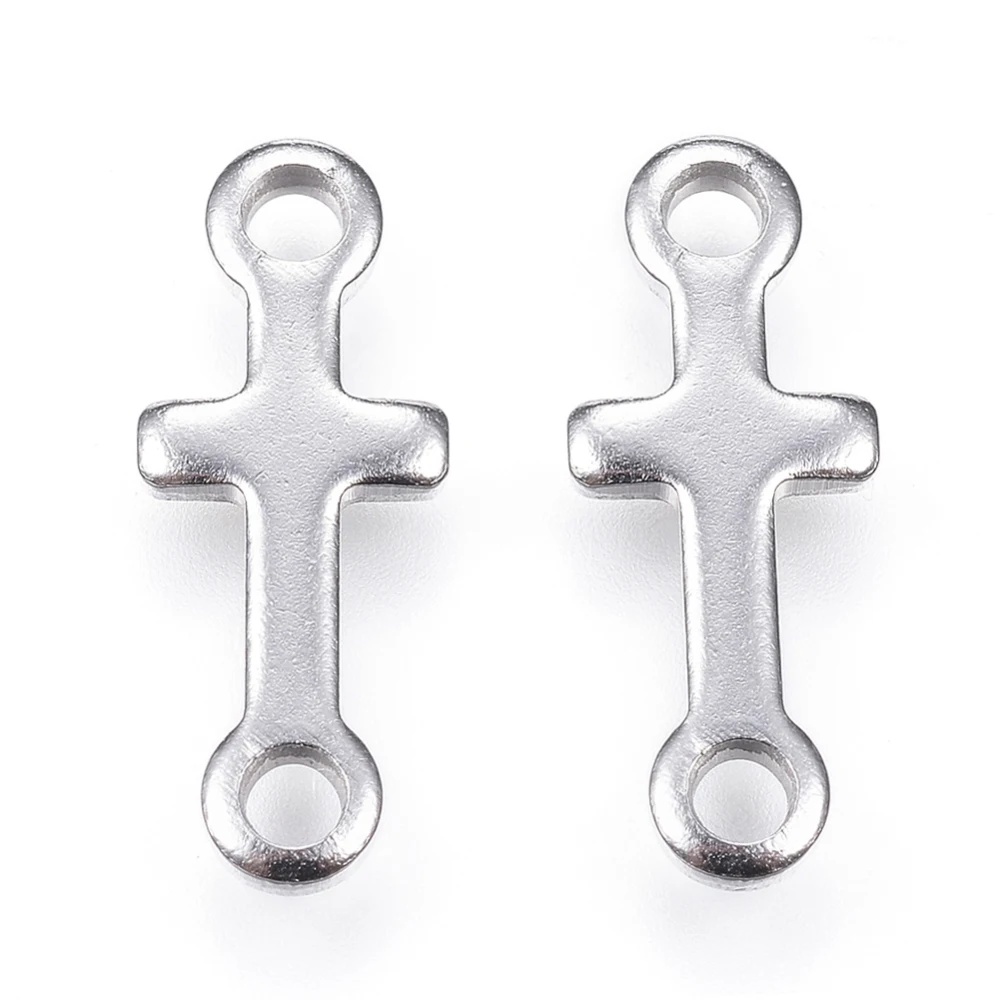 200pcs 304 Stainless Steel Connectors Sideways Cross Links for jewelry Ends making  accessories,18x7x1.5mm,Hole: 2mm
