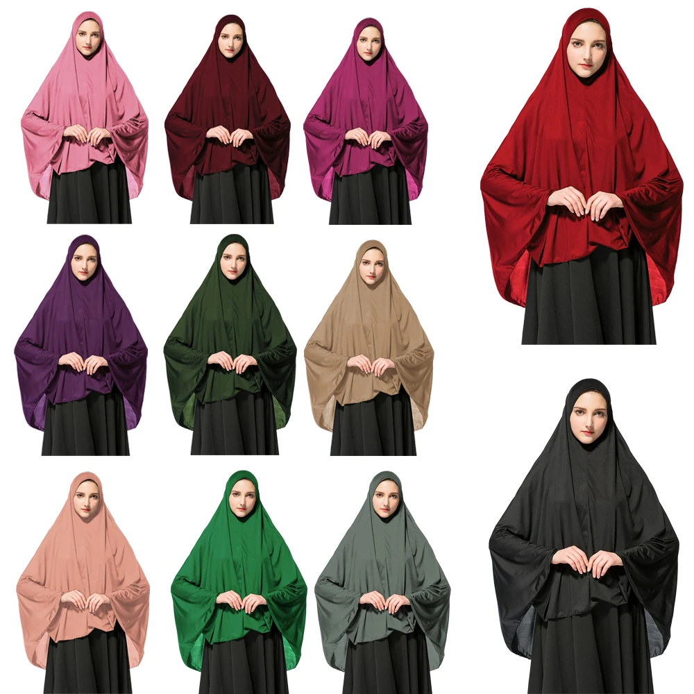 

Muslim Woman Hijab Khimar Niqaab Islamic Hijab Scarf Islam Robe Cap Solid Abaya Headscarf Milk Fiber Soft Stretch Wholesale