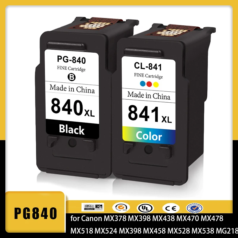 

PG840XL LC841XL PG840 CL841 Ink Cartridge for Canon MX378 MX398 MX438 MX470 MX478 MX518 MX524 MX398 MX458 MX528 MX538 MG2180