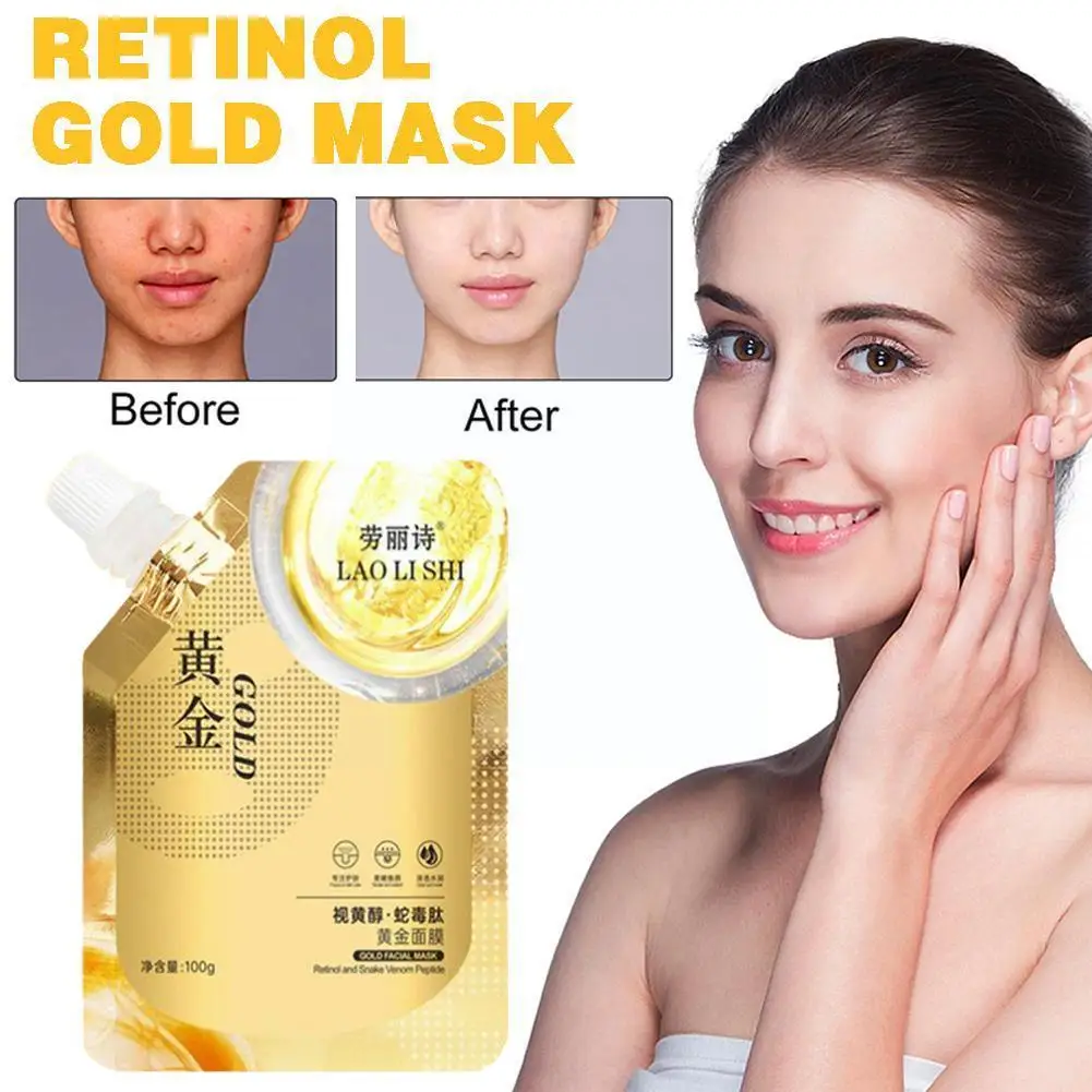 

Retinol Snake Peptide Gold Mask Improve Skin Apply Cream Moisturizing Brighten Mask Face Skin Dullness,Firmness Hydra M6P6